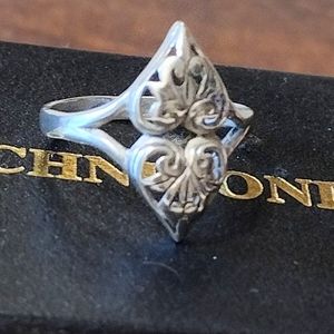 Two hearts Sterling Silver Filigree Ring Size 6